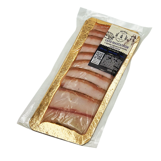 Сало мангалицы слабосоленое с чесноком в нарезке 80 гр.