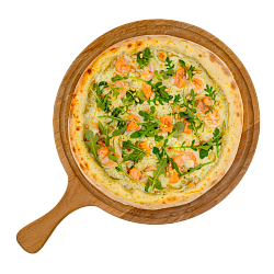 Пицца на тонком тесте «Рыбка с песто».~530 гр.