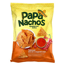 Чипсы кукурузные «PAPA NACHOS» со вкусом Тайский кисло-сладкий соус 75 гр.