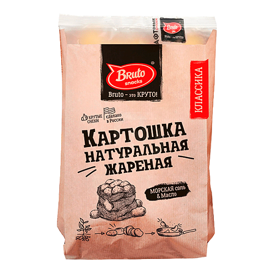 Чипсы картофельные BRUTO Картошка жареная с солью 120 гр.